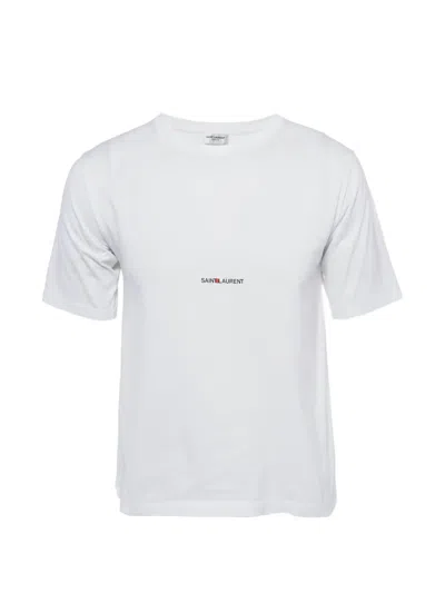 Pre-owned Saint Laurent Logo-print Cotton T-shirt In White