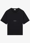 Saint Laurent Logo Print Crewneck T-shirt In Black