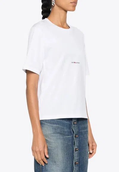 SAINT LAURENT LOGO PRINT CREWNECK T-SHIRT