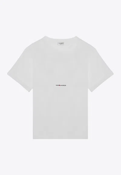 Saint Laurent Logo Print Crewneck T-shirt In White