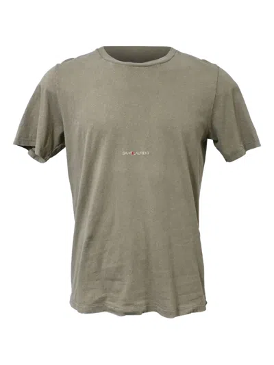 Pre-owned Saint Laurent Logo-print Distressed T-shirt In Green