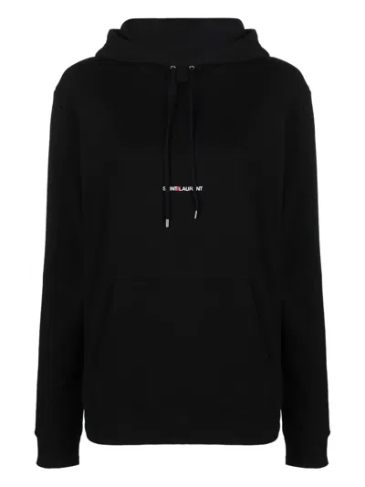 SAINT LAURENT LOGO-PRINT DRAWSTRING HOODIE