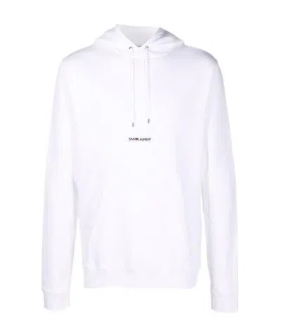 SAINT LAURENT SAINT LAURENT LOGO PRINTED DRAWSTRING HOODIE