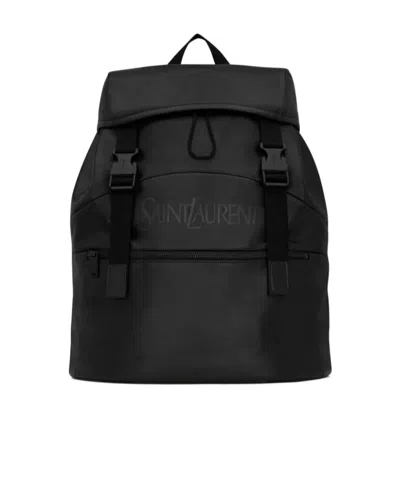 Saint Laurent Logo-print Leather Backpack In Black