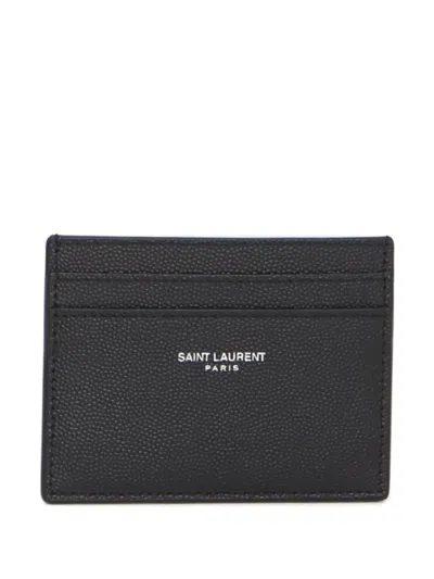 SAINT LAURENT LOGO-PRINT LEATHER CARD HOLDER