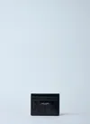 Saint Laurent Logo Print Leather Cardholder In Brown
