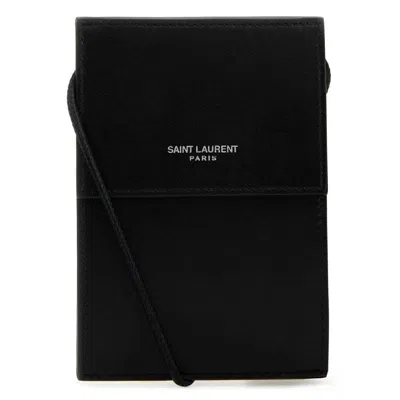 Saint Laurent Logo Print Mini Crossbody Bag In Black