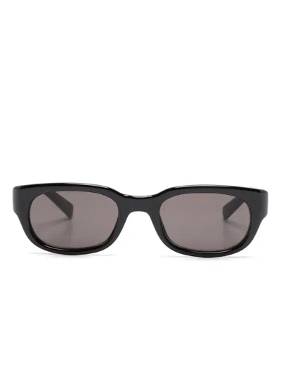 Saint Laurent Logo-print Rectangle-frame Sunglasses In Black