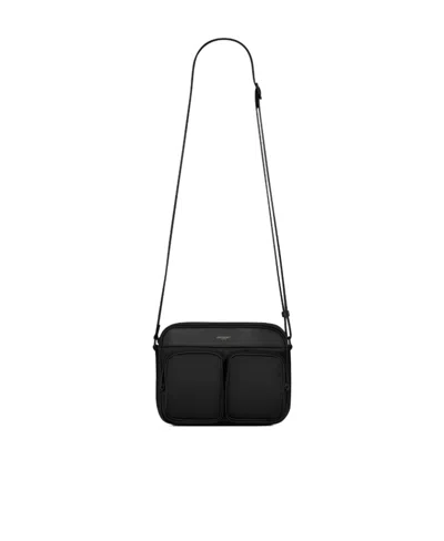 Saint Laurent Logo-print Shoulder Bag In Black