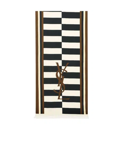 SAINT LAURENT SAINT LAURENT CASSANDRE LOGO PRINTED SCARF