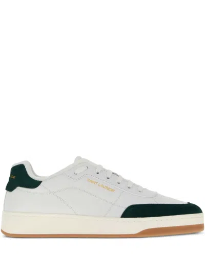 Saint Laurent Premium Calf Leather Sneakers For Men In White