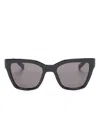 Saint Laurent Logo-print Square-frame Sunglasses In Black