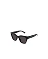 Saint Laurent Logo-print Square-frame Sunglasses In Black