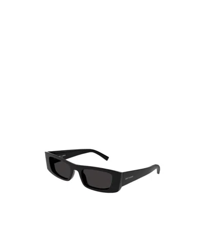 Saint Laurent Logo-print Sunglasses In Black
