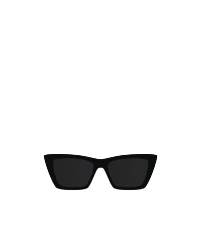 Saint Laurent Logo-print Sunglasses In Black