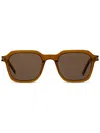 Saint Laurent Logo-print Sunglasses In Braun
