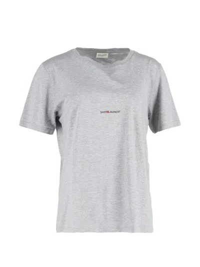 Pre-owned Saint Laurent Logo-print T-shirt In Gray