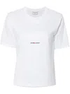 Saint Laurent Basic White T-shirt With Miiddle Logo Print In Cotton Woman In White