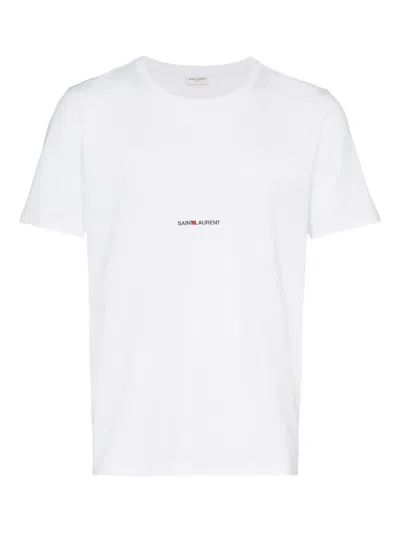 Saint Laurent Logo-print Crew-neck T-shirt In White