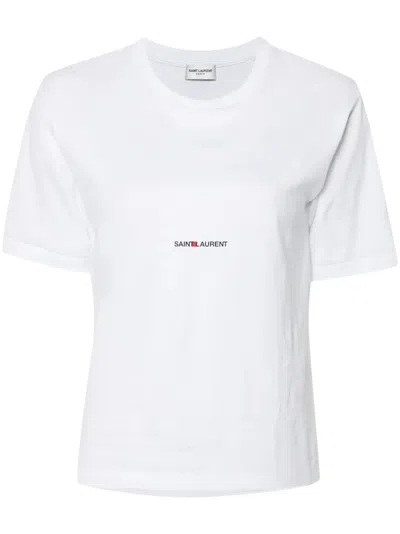 Saint Laurent Cotton T-shirt With Frontal Iconic Print In White