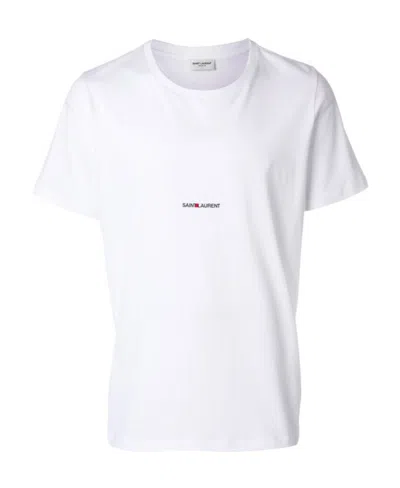 Saint Laurent Logo-print Crew-neck T-shirt In White