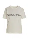 Saint Laurent Natural Black Cotton T-shirts And Polos In White/black