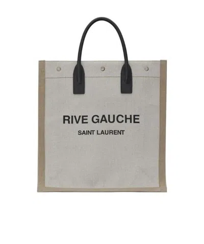 Saint Laurent Logo-print Tote Bag In White