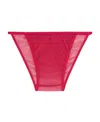 Saint Laurent Monogram Panties In Tulle Jersey In Red