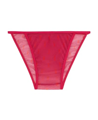 Saint Laurent Logo-print Tulle Briefs In Red