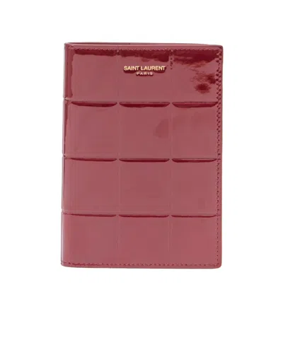 Saint Laurent Logo-print Wallet In Pink