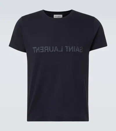 Saint Laurent Reverse Logo T-shirt In Black