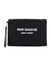 Saint Laurent Rive Gauche Logo-print Clutch In Black
