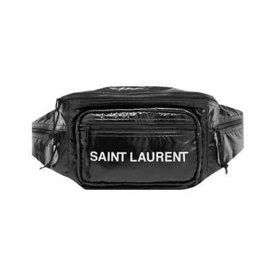 Pre-owned Saint Laurent Logo Printed Padded Belt Bag 'black'