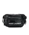 Saint Laurent Logo Printed Padded Belt Bag In Black