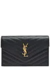 Saint Laurent Ysl Monogram Small Wallet On Chain In Grained Leather In Black