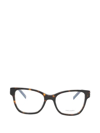 Saint Laurent Logo Rectangle-frame Glasses In Multi