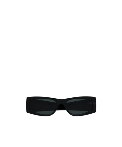 Saint Laurent Logo Rectangle-framed Sunglasses In Black