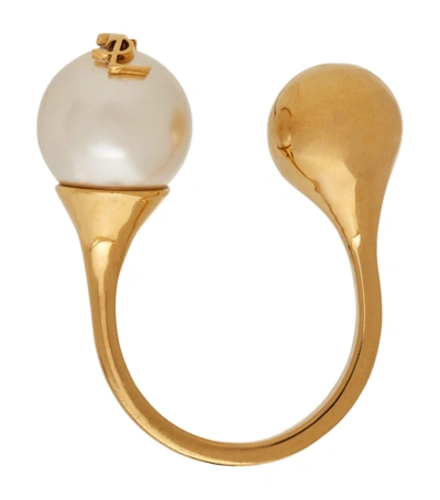 Saint Laurent Logo Ring In Nude