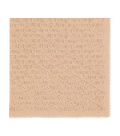 Saint Laurent Square Scarf In Beige