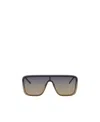 Saint Laurent Logo Shield Metal Frame Sunglasses In Gray