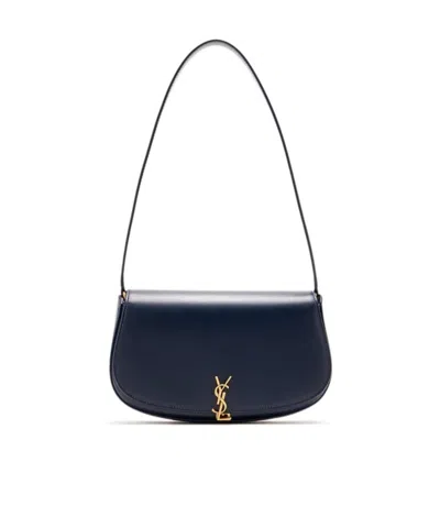 Saint Laurent Logo Shoulder Bag In Blue