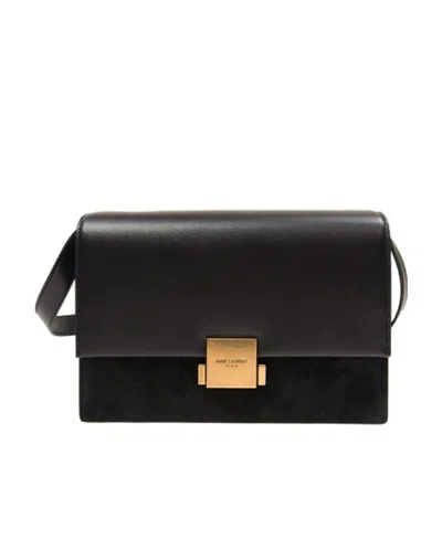 Saint Laurent Logo Shoulder Bag In Black