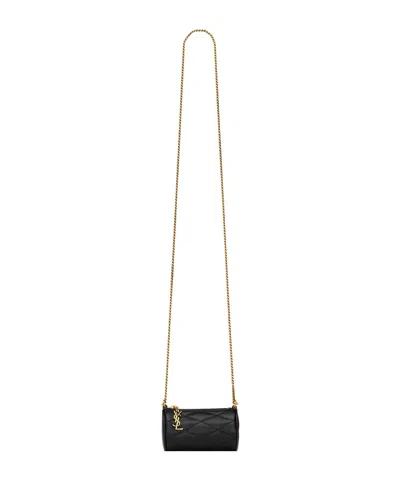 Saint Laurent Logo Shoulder Bag In Black