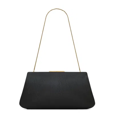 Saint Laurent Logo Shoulder Bag In Black