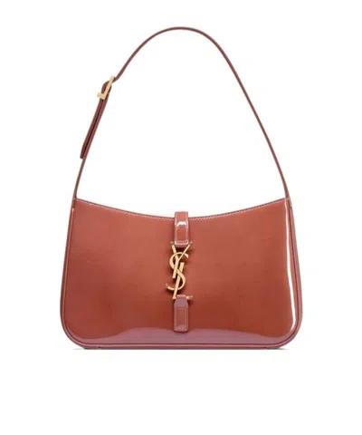 Saint Laurent Logo Shoulder Bag In Brown