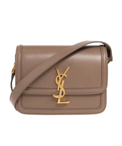Saint Laurent Logo Shoulder Bag In Brown