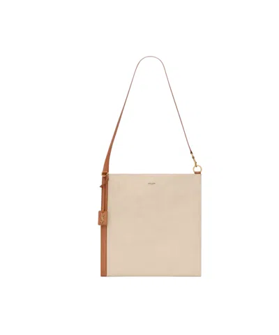 Saint Laurent Logo Shoulder Bag In Nude