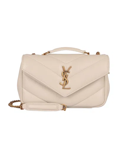 Saint Laurent Mini Loulou Quilted Shoulder Bag In Neutral