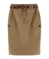 Saint Laurent Paris Women Gonna A Matita Cassandre In Twill Di Cotone In Brown
