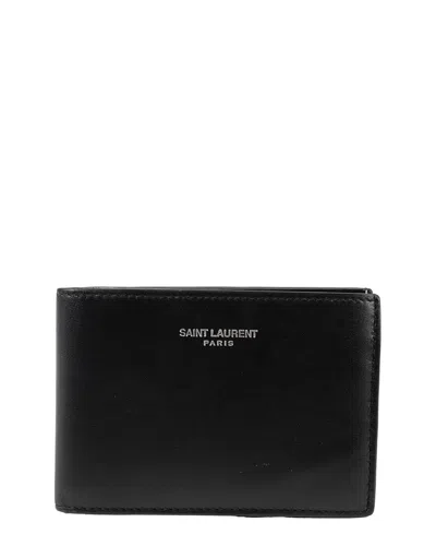 Saint Laurent Logo Slim Wallet (authentic Pre-loved) In Black